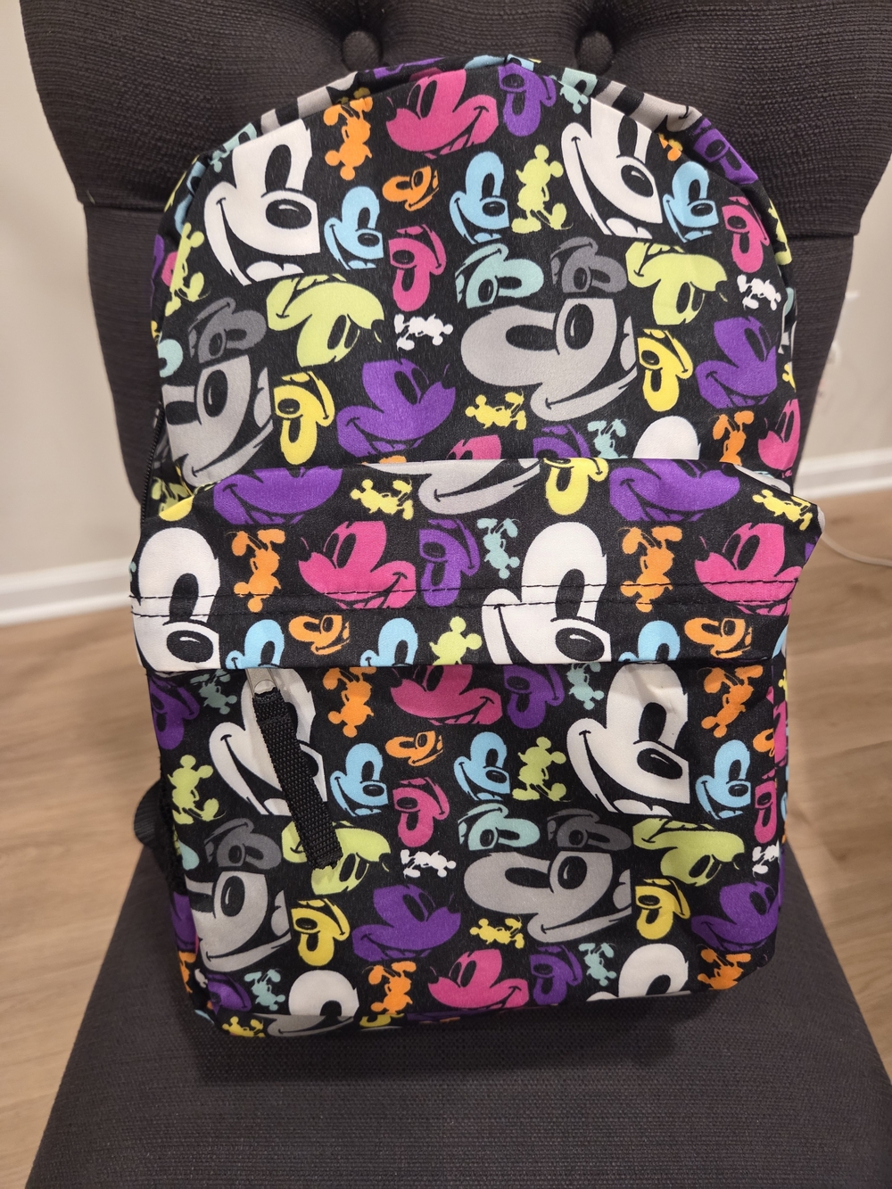 Disney Parks Backpack Unisex Large Mickey Mouse Neon Pop Art Faces Warhol